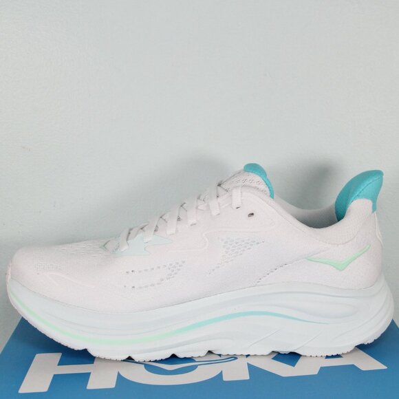 Hoka One One Clifton 10 Wide Running Shoes Womens 7 D 8 D White Blue - Picture 3 of 6